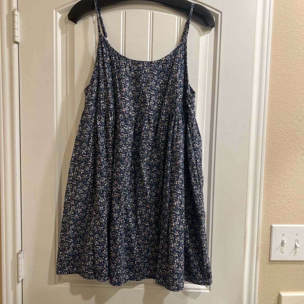 Floral Blue Sleeveless Dress